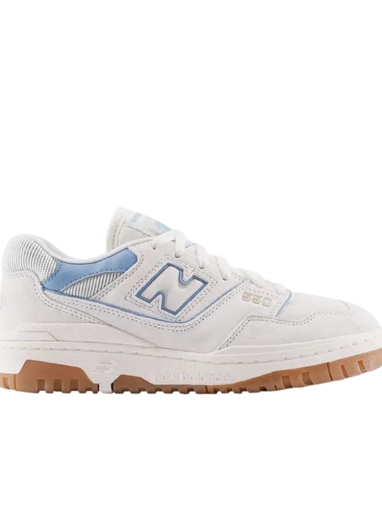 New Balance Kids 550 White & Light Blue Low-Top Sneakers